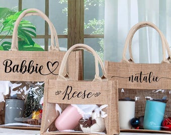 Personalized Wedding Welcome Bag for Guests, Burlap Tote with Custom Name