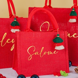Personalized Burlap Bags with Name, Custom Jute Tote for Daily Use, Burlap gift Bag