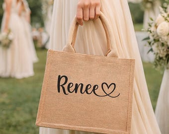 Personalized Wedding Burlap Tote, Beach Burlap Bag
