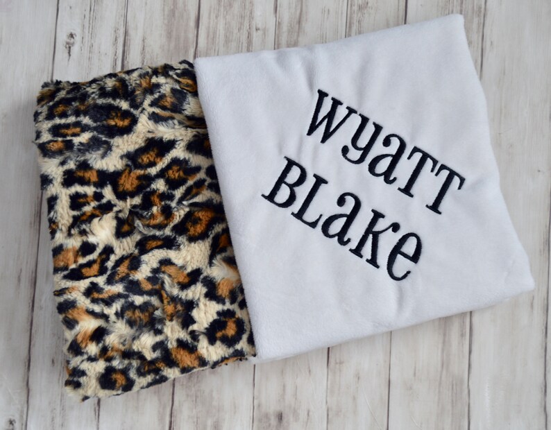 Cheetah Personalized Gender Neutral Blanket with name Gold Monogrammed