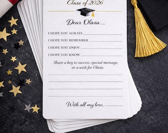 Set Graduation Wishes Cards – Love & Wisdom Graduation Cards – Personalized Advice Cards for Class of 2026