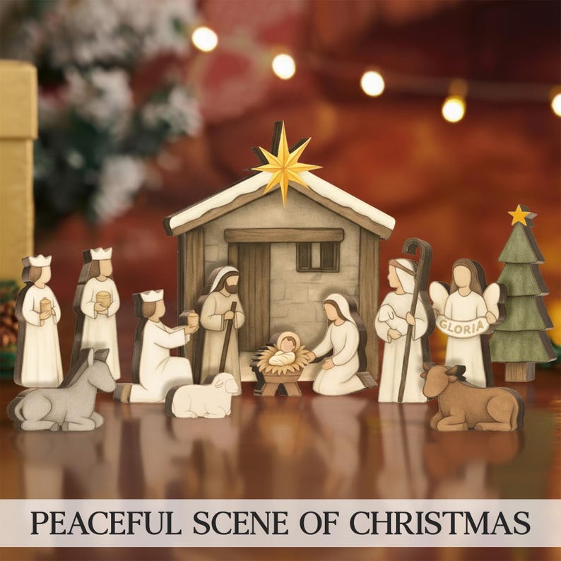 Rustic Wooden Nativity Scene – Christmas Tabletop Decoration - Etsy