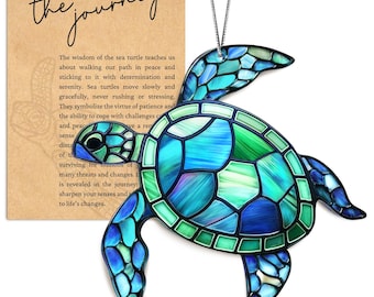 Acryl ornament zeeschildpad met verhaalkaart, zeeschildpadcadeaus voor vrouwen, strandcadeaus voor vrouwen