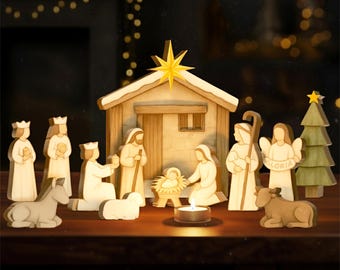 Rustieke houten kerststal – tafeldecoratie kerst