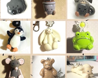 Jellycat Plushies Inspired Clay Keychain, Phone charm, Bag charm - Amuseables and Animals