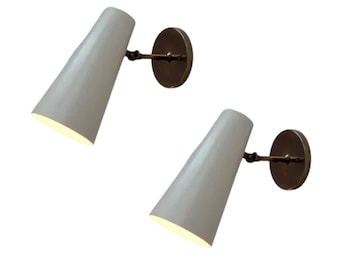 Pair of 1950s Mid-Century Modern Stilnovo Brass Wall Sconces – Vintage Italian Wall Lamps for Living Room, Bedroom, or Hallway Set of 2