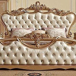Cama doble tamaño king size Royal Maharaja de madera maciza tallada / Cama de lujo / Cama moderna para dormitorio, hotel y hogar, cama de estilo industrial, lujo