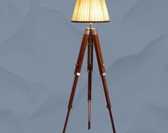 Vintage Wooden Tripod Stand – Adjustable Antique-Style Surveyor Stand for Lamp Base, Telescope, Camera or Home Decor Display