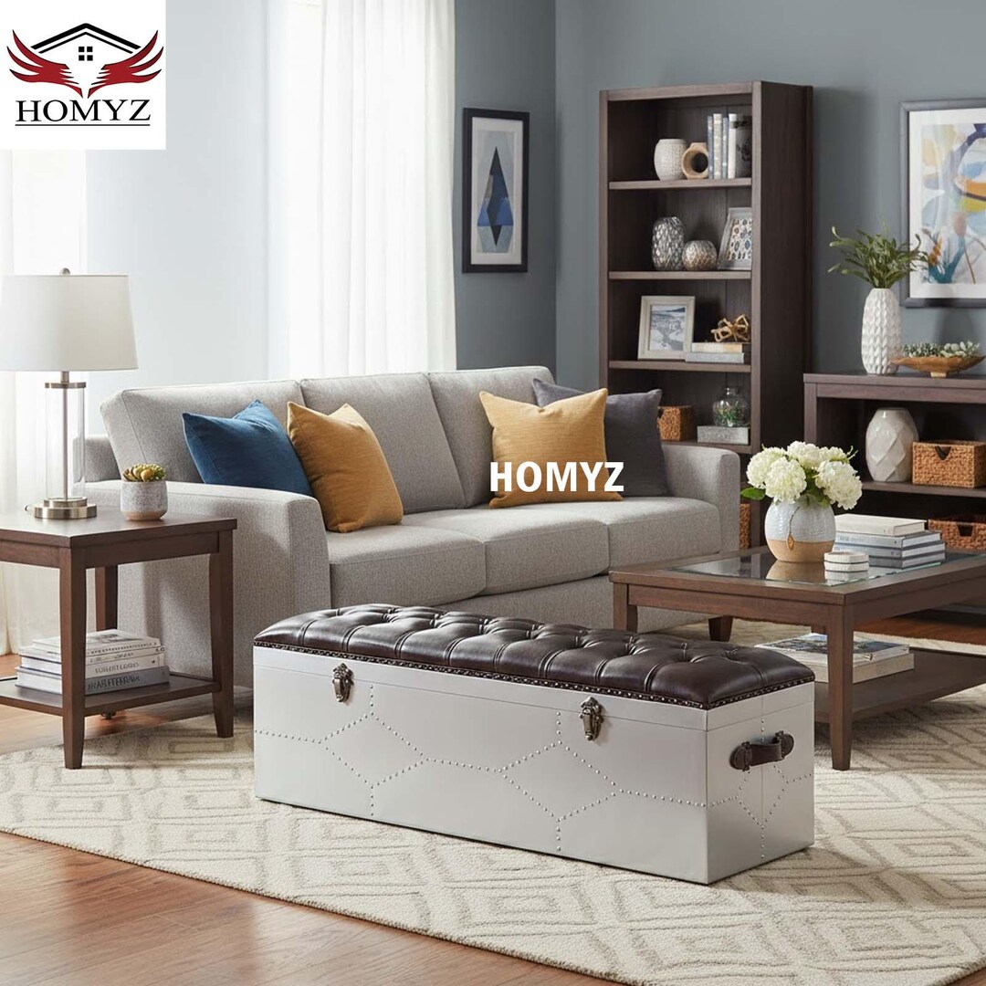 Aviator Style Bench With Drawers Aluminum Rivet Chest With Leather Seat ...