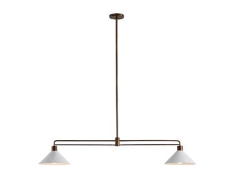 Nowoczesna mosiężna lampa wisząca stożkowa z 2 źródłami światła | Minimalistyczna lampa sufitowa do jadalni, kuchni, biura lub salonu