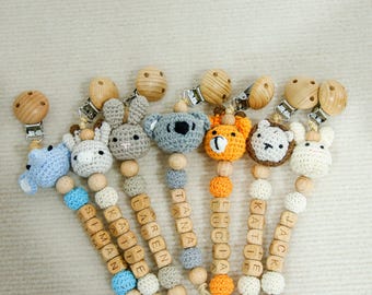 Custom Dummy Clip,Personalized Pacifier Clip,Pacifier Holder,Soother Clip,Binky Clip,Baby Shower Gift, Baby Gift,Small animal pacifier clip
