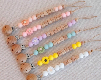 Personalized Pacifier Clip, Custom Dummy Clip for baby girl, Pacifier Holder, Binky Clip, Baby Shower Gift, Baby Gift, Newborn Gift