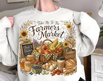 Farmers Market PNG, Cottagecore Garden Sublimation Design, Vintage Floral Shirt Graphic, Digital Download for Tees