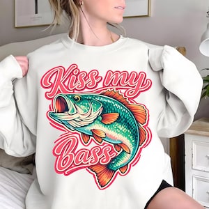 Kiss My Bass Visserij PNG, Grappig Baars Ontwerp, Visser Cadeau, Hengelsport Shirt Afbeelding, Transparante PNG