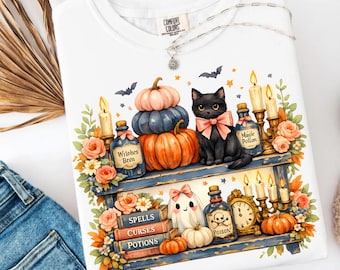 Trendy Bookish Halloween PNG, Book Lover Sublimation Design, Spooky Reader Gift, Fall Reading Shirt Graphic