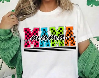 Checkered Mama PNG, Retro Mama Sublimation Design, Vintage Mother's Day Shirt Graphic Digital Download