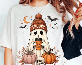 Ghost Coffee PNG, Spooky Season Shirt Design, Cute Coffee Ghost Sublimation, Halloween Coffee Lover Digital Download PNG