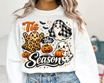 Halloween Sublimation PNG, Ghost Pumpkin Leopard Print Design, Spooky Season Shirt Graphic, Cute Halloween Shirt Design, Instant Download