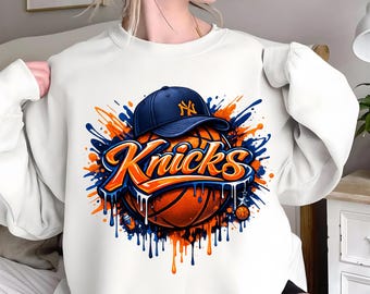 Basketball Knicks PNG, New York Basketball PNG, Street Basketball Graphic, Sublimation Shirt Design, Instant Digital Download Clipart