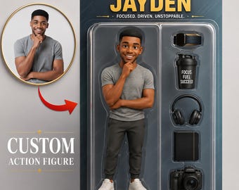 Custom Action Figure Portrait Gift,  Personalized 3D Toy Packaging, Digital Download Keepsake