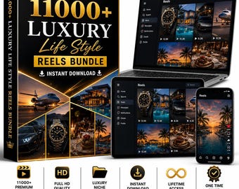 11000+ Luxury Lifestyle Reels Bundle | Full HD Faceless Instagram TikTok Content Instant Download