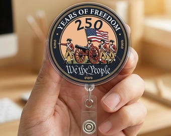 250th Anniversary USA Badge Reel,Patriotic Eagle ID Holder,1776–2026 Independence Day Retractable Badge, Fourth of July Nurse Gift NHOW11-01