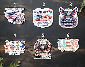 250 Years of Freedom America Sticker, 250th Anniversary USA Eagle Badge Decal, America Anniversary Vinyl Sticker NHPM08