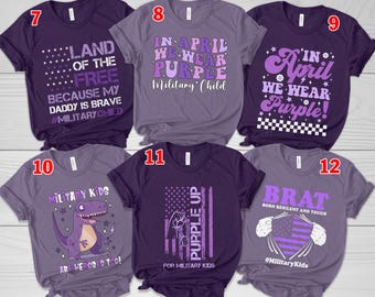 Purple Up For The Military Child T-Shirt, Month of Military Child Shirt, Army Soldier Kids Gift,Boots US Flag Tee,Purple USA Flag Tee NGO102