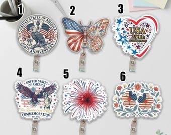 250th Anniversary USA Badge Reel, Eagle Patriotic ID Holder, 1776–2026 Independence Day Retractable Badge, 4th of july Nurse Gift NHPH06