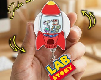Lab Story Lab Week Shaker Badge Reel, Medical Laboratory Professional Gift, Retractable ID Holder for Lab Techs, Fun Lab Accessory NHNU10
