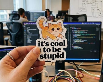 Orange Kitten Sticker: It's Stupid Sarcastic Humor Decal