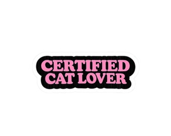 Certified Cat Lover Sticker, Pink Retro Decal
