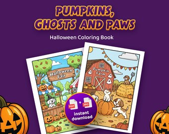 Halloween Coloring Pages: Cute Animals, Spooky Dogs & Cats (PDF)