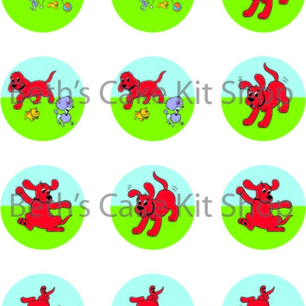 Clifford Printable Digital Download Cupcake Toppers