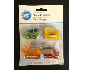 Construction Vehicles Trucks Birthday Candle Cake Toppers