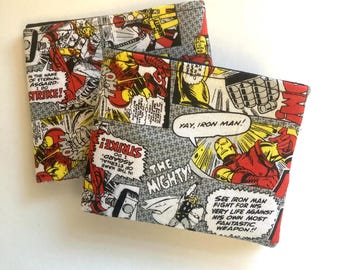 Child's Kid's Bi Fold Iron Man Thor Comic Strip Wallet with Closure Super Heroes