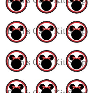 Minnie Mouse Cupcake Topper Printable Download Red Bow