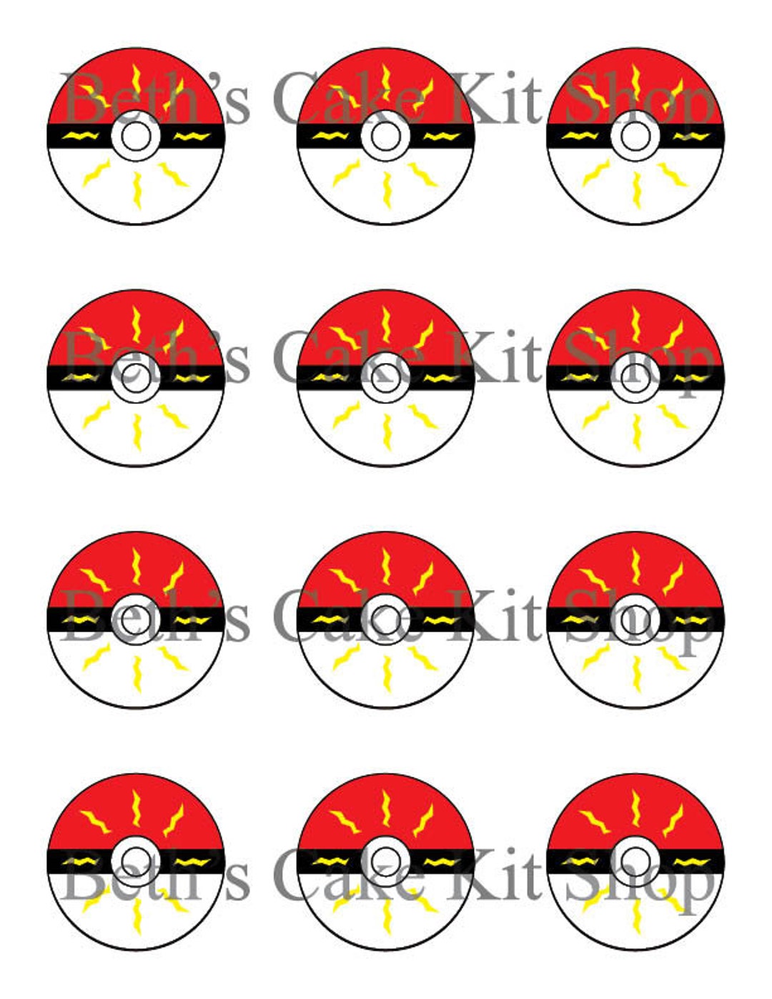 pokemon ball cupcake topper printable download - etsy.de