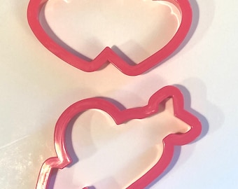 Vintage Double Hearts Heart with Arrow Cookie Cutter Fondant Cutter