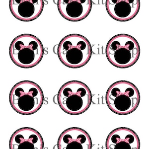 Minnie Mouse Cupcake Topper Printable Download Pink Bow