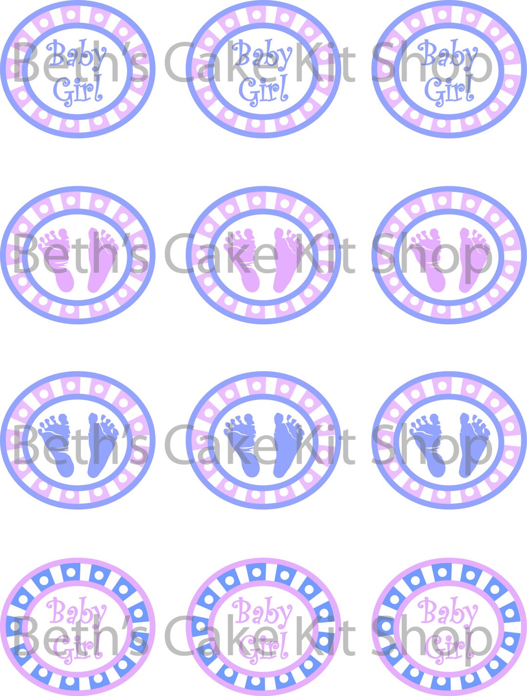 Girl Baby Shower Cupcake Topper DIY Printable Download - Etsy