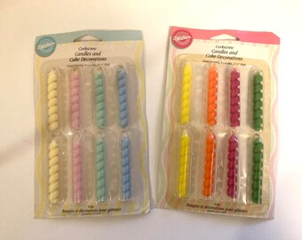 Vintage Corkscrew Birthday Party Candle Cake Topper Pastel Baby Bright Colors