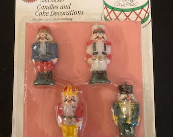 Vintage Christmas Cake Party Candles Nutcrackers Wilton 1994