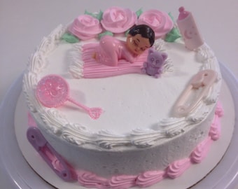 Baby Shower Girl Cake Topper Gender Reveal Party Pink