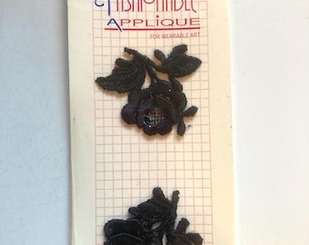Wrights Fashionable Applique Black Lace Rose Wearable Art