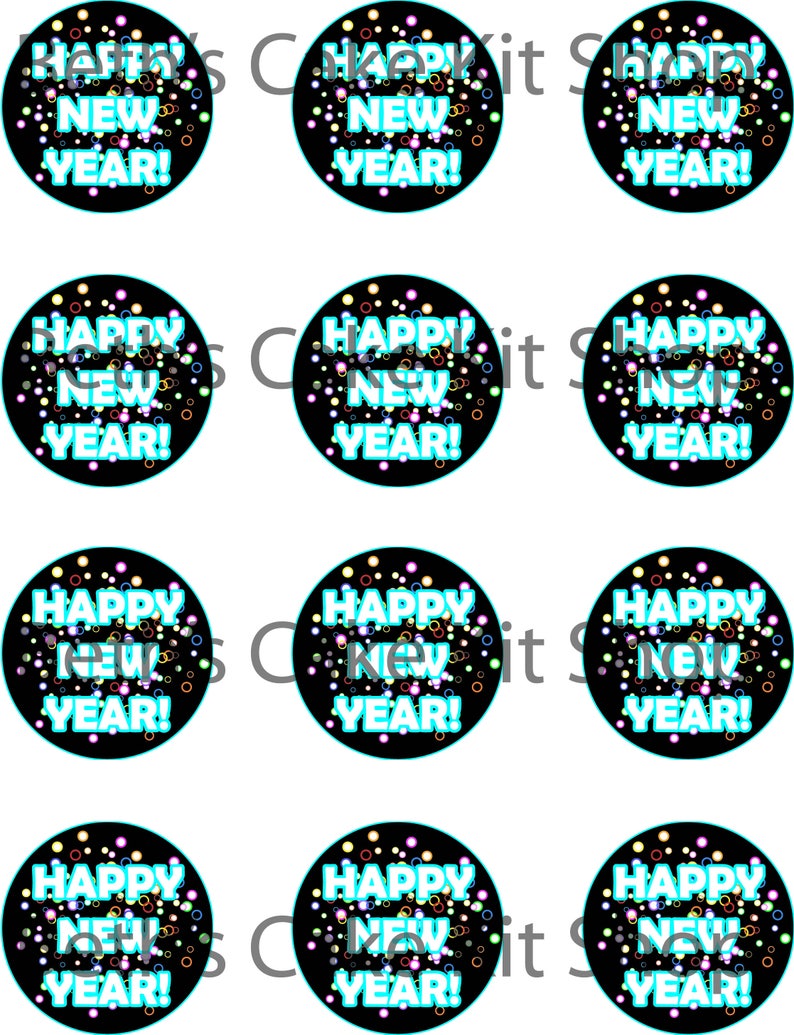 Happy New Year Cupcake Topper Printable Instant Download - Etsy