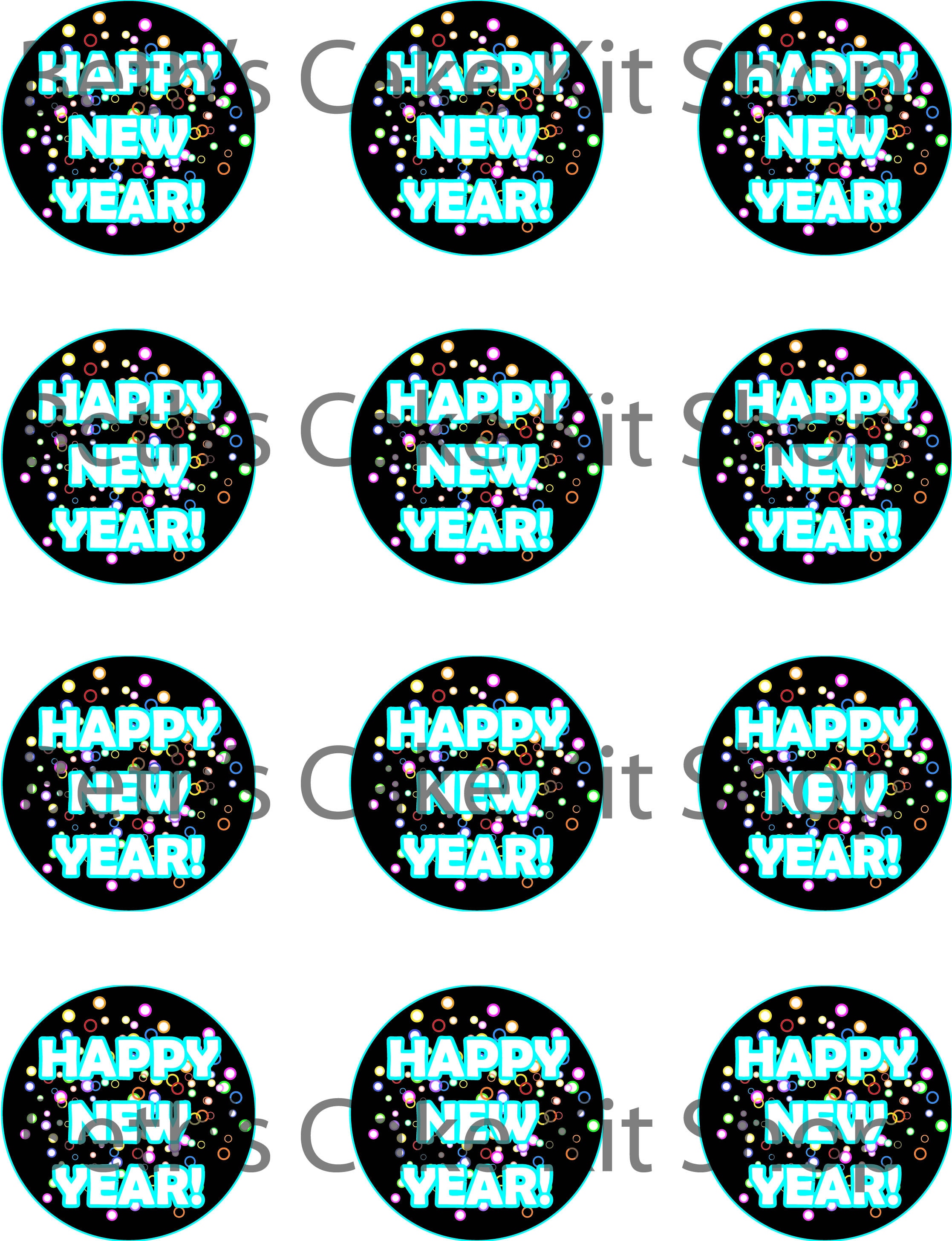 happy new year cupcake topper printable instant download - etsy