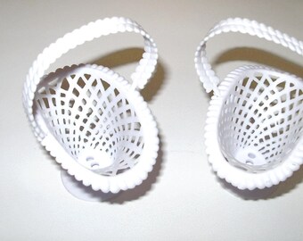 Vintage White Wedding Baskets Cake Toppers