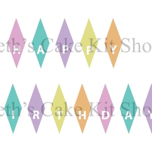 Happy Birthday Bunting Cake Topper DIY Printable Instant Download Girl Pastel Colors