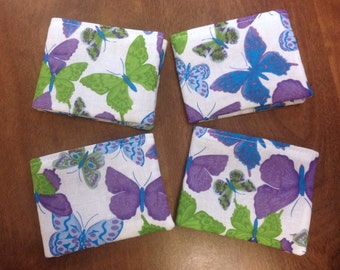 Girl's Kid's Child's Bi Fold Wallet Butterfly Blue Green White Purple